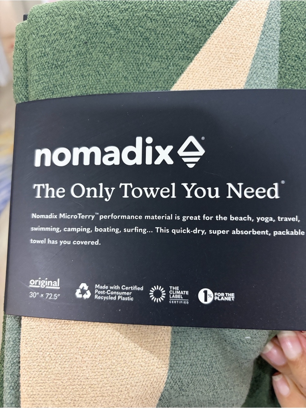 Nomadix Two-Tone Green & Tan MicroTerry Towel